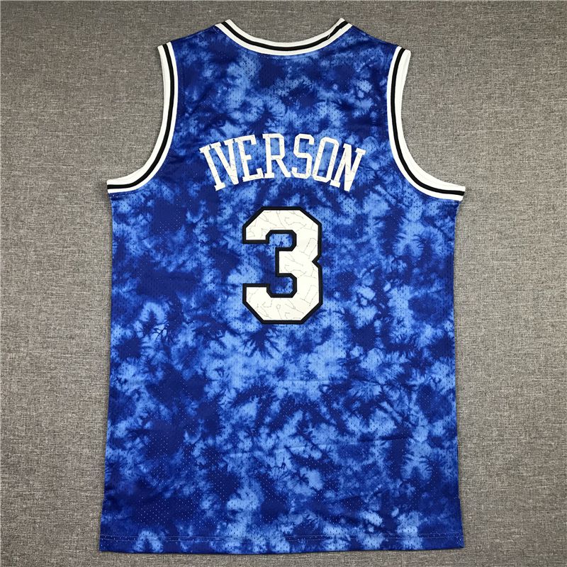 Men Philadelphia 76ers #3 Iverson Blue constellation version Throwback NBA Jersey->more jerseys->NBA Jersey